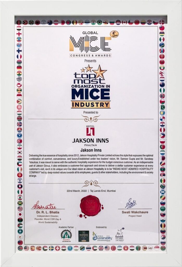Awards 4 Topmost Organization in MICE Industry 2022