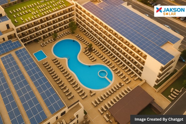 Hotel rooftop solar panel installation in India (1)