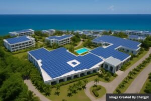 solar panels on a hotel roof